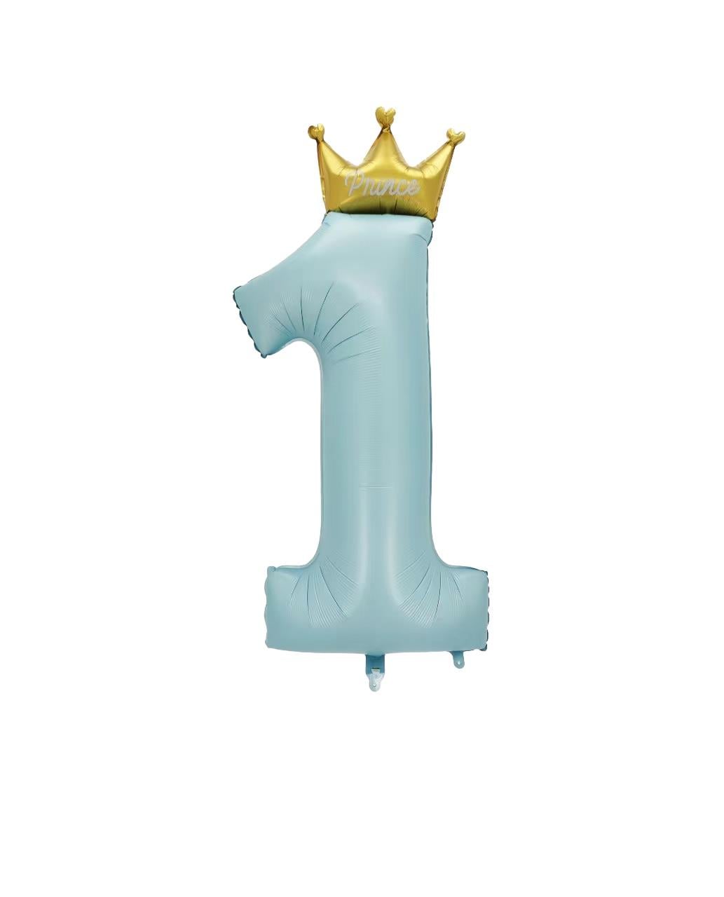 PRENS 1 RAKAM MAVİ TAÇLI FOLYO BALON 120 CM - 5698