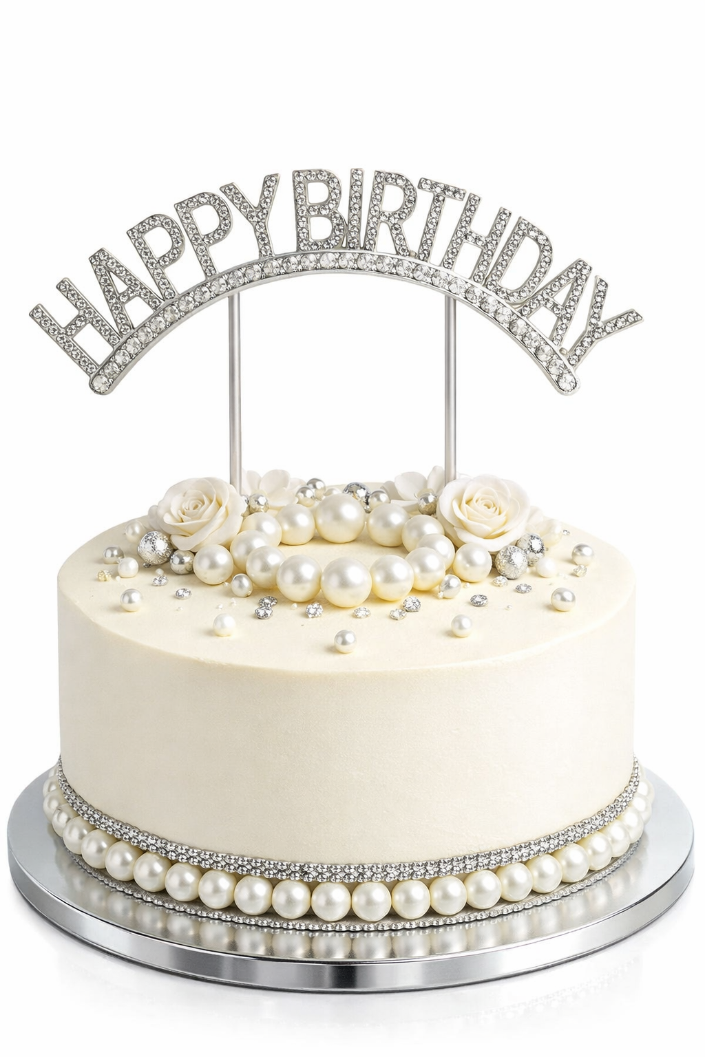 PASTA ÜSTÜ ÇUBUKLU HAPPY BİRTHDAY TAŞLI İNCİLİ BRS-4198
