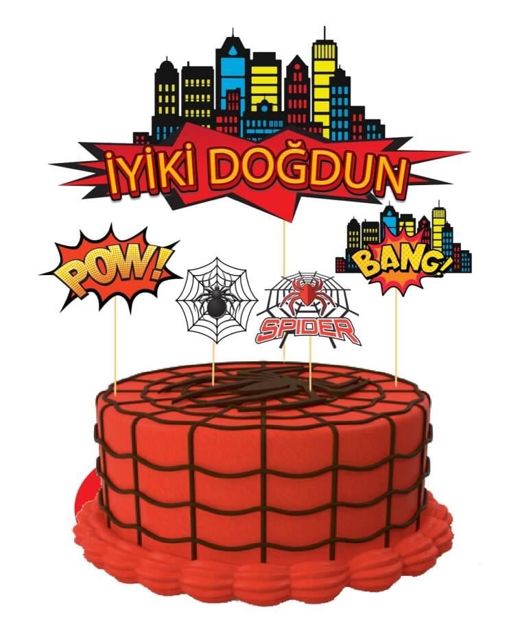 SPIDER TEMALI ÖZEL TASARIM KÜRDAN SET 5 ADET