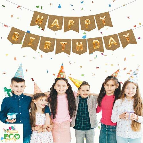 HAPPY BIRTHDAY KRAFT GOLD HARF BANNER 2.10 MT