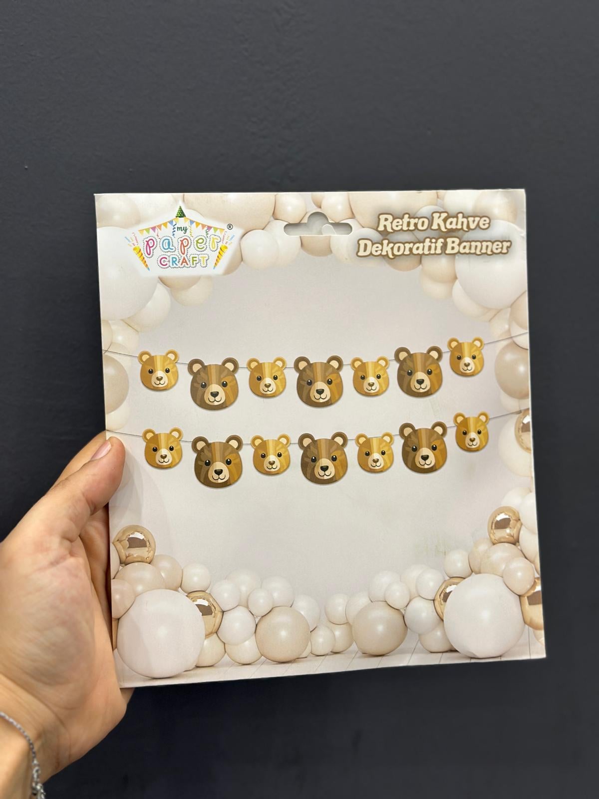 DEKORATİF BANNER AYICIK RETRO KAHVE