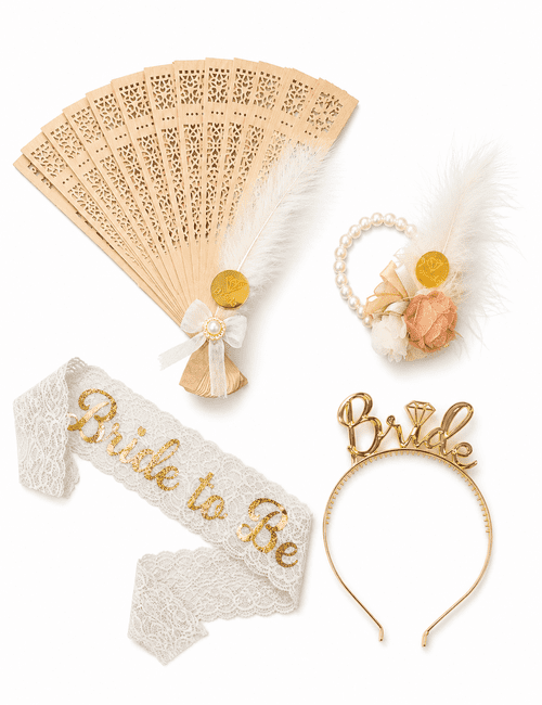 BRİDE TAÇ-KUŞAK-BİLEKLİK KUTULU SET 4LÜ BRD-803