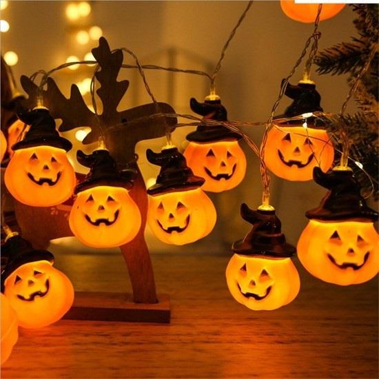 BRS-3035 HALLOWEEN LEDLİ IŞIK BAKABAĞI ŞAPKALI FİGÜR 10 LU