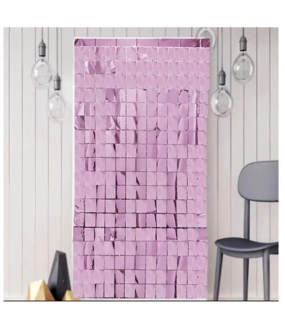 KARE METALİZE PEMBE ARKA PLAN PERDESİ İTHAL