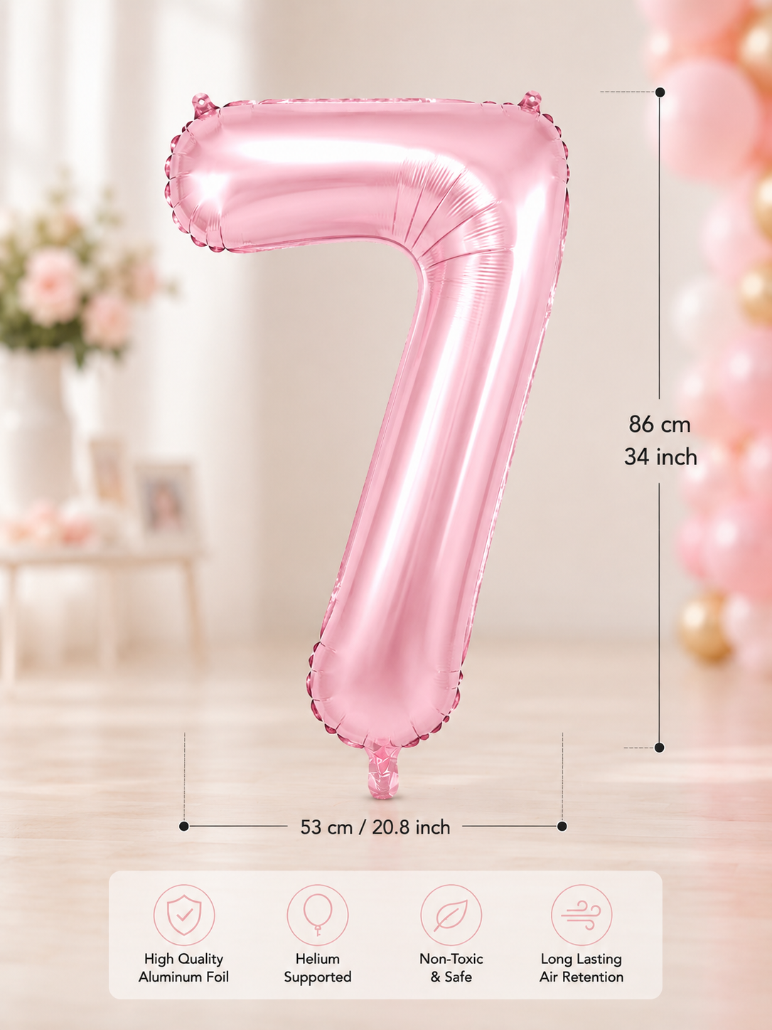 7 PEMBE 34 INCH FOLYO BALON İKM ŞEKER PEMBESİ