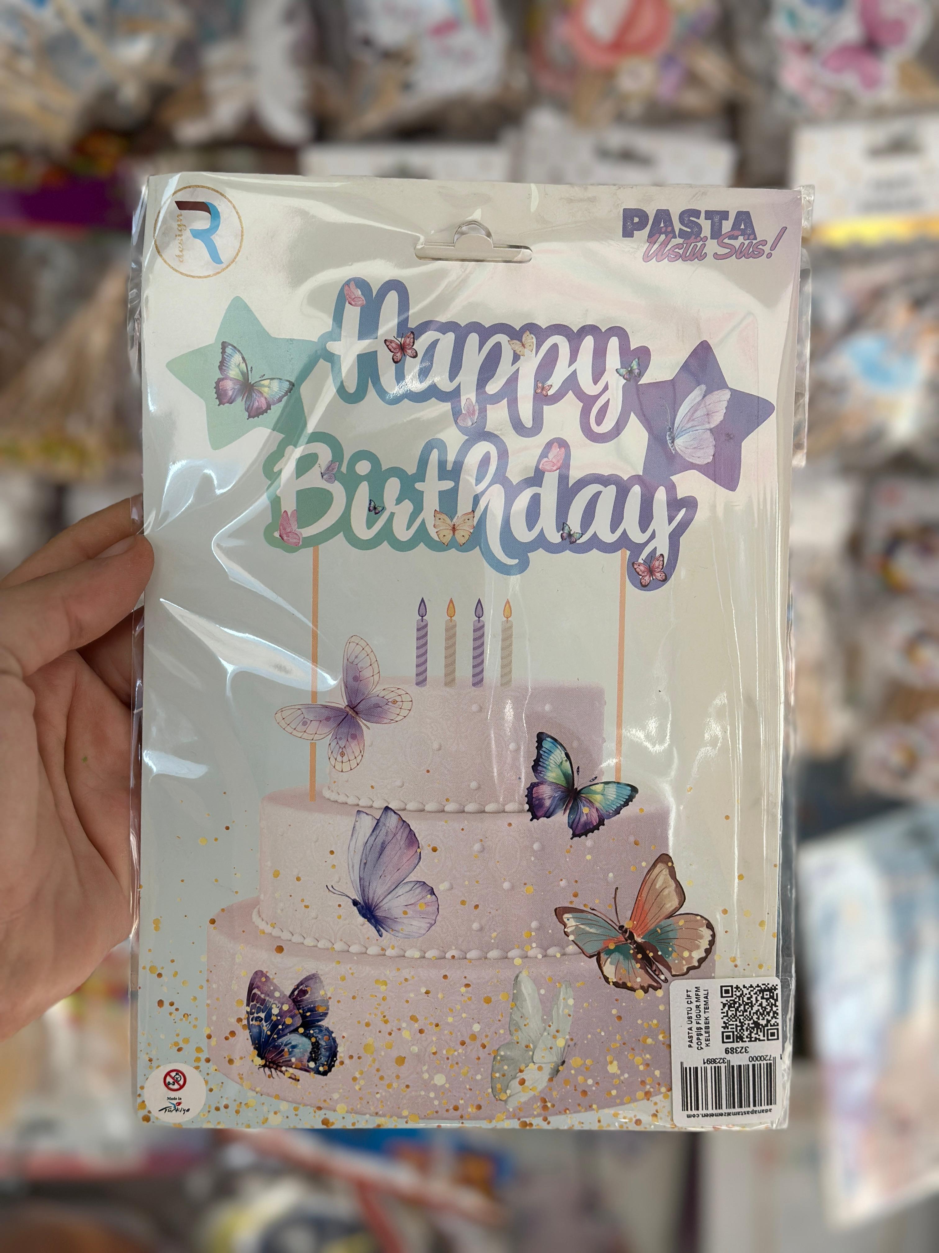 PASTA ÜSTÜ ÇİFT ÇÖPŞİŞ FİGÜR  KELEBEK TEMALI