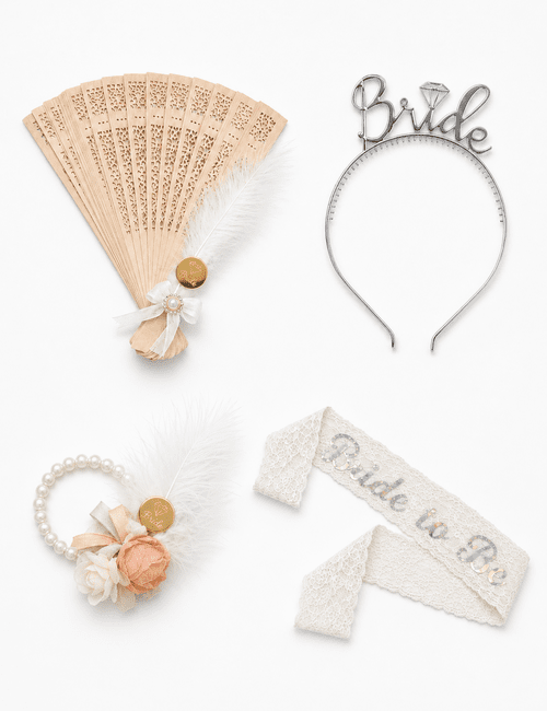 BRİDE GÜMÜŞ TAÇ-KUŞAK-BİLEKLİK KUTULU SET 4LÜ BRD-803