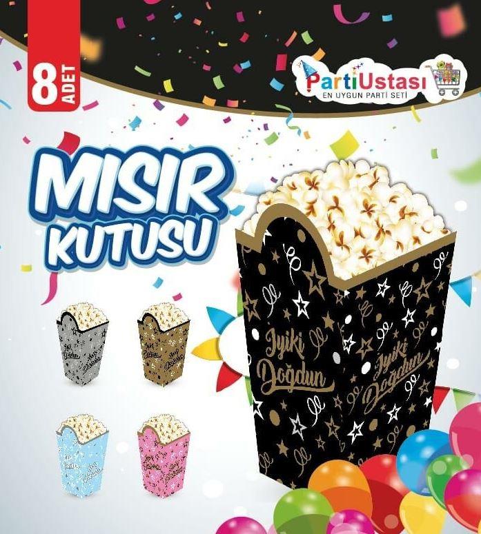 POPCORN KUTU İYİ Kİ DOĞDUN SİYAH 8 ADET