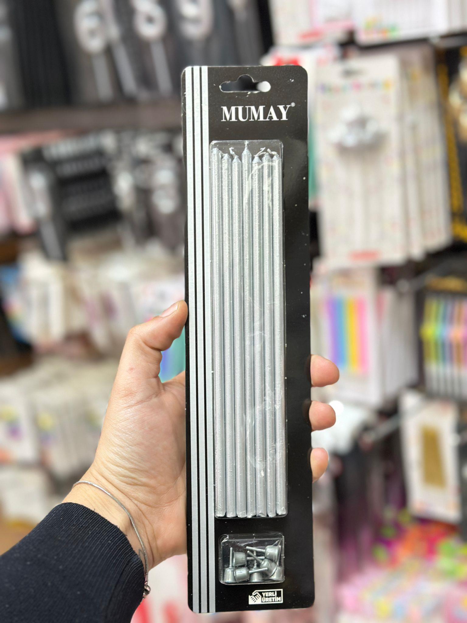 MUM 20 CM GÜMÜŞ 7 ADET MUMAY