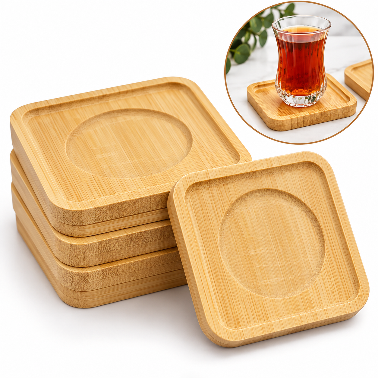 ERT-BMB-532 KARE BAMBU BARDAK ALTLIĞI 10X10X1 CM