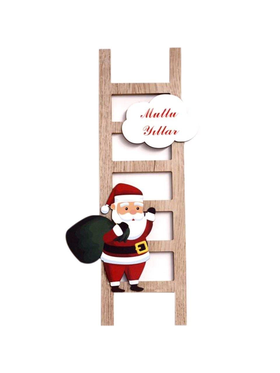 AST8605 YILBAŞI AHŞAP MERDİVENLİ NOEL BABA 16.5x1.2x35CM