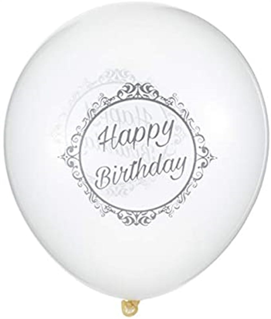 BALON GÜMÜŞ ELEGANT ŞEFFAF HAPPY BRITDAY (10 ADET)