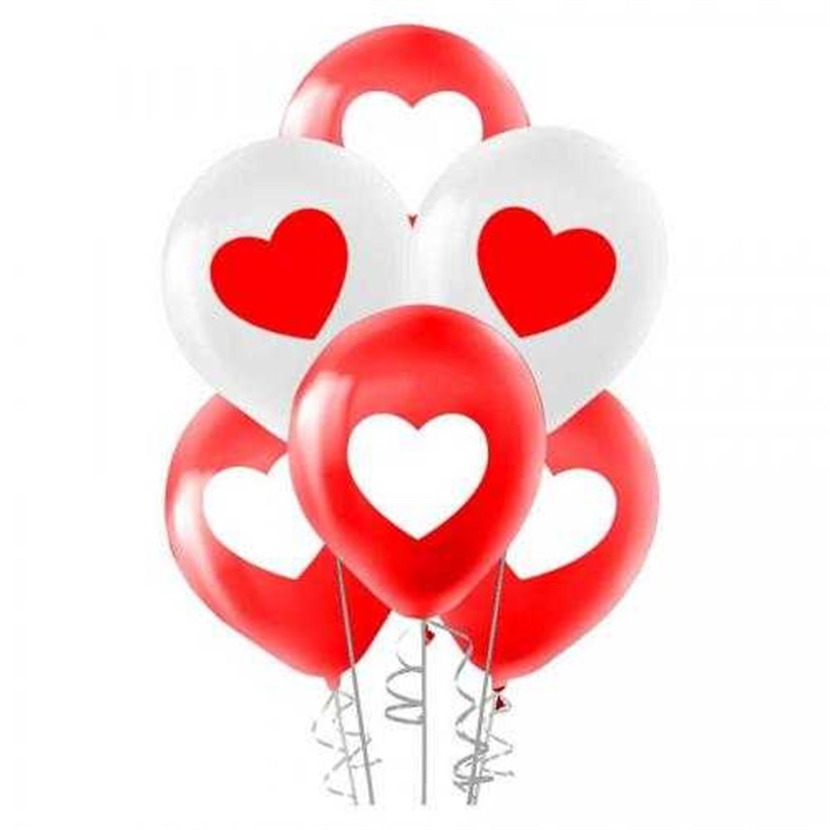 BALON KALPLİ KIRMIZI BEYAZ 10 ADET