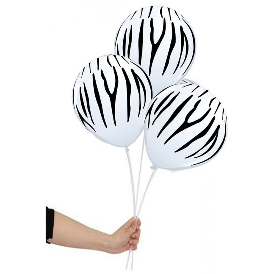 BALON ZEBRA DESENLİ BEYAZ (10 ADET)