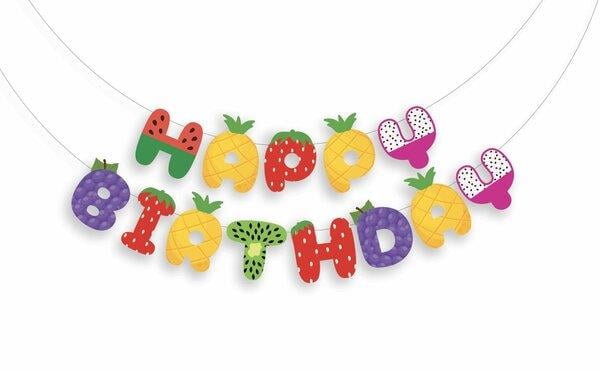 MEYVE TEMALI HAPPY BIRTHDAY BANNER ÖZEL KESİM