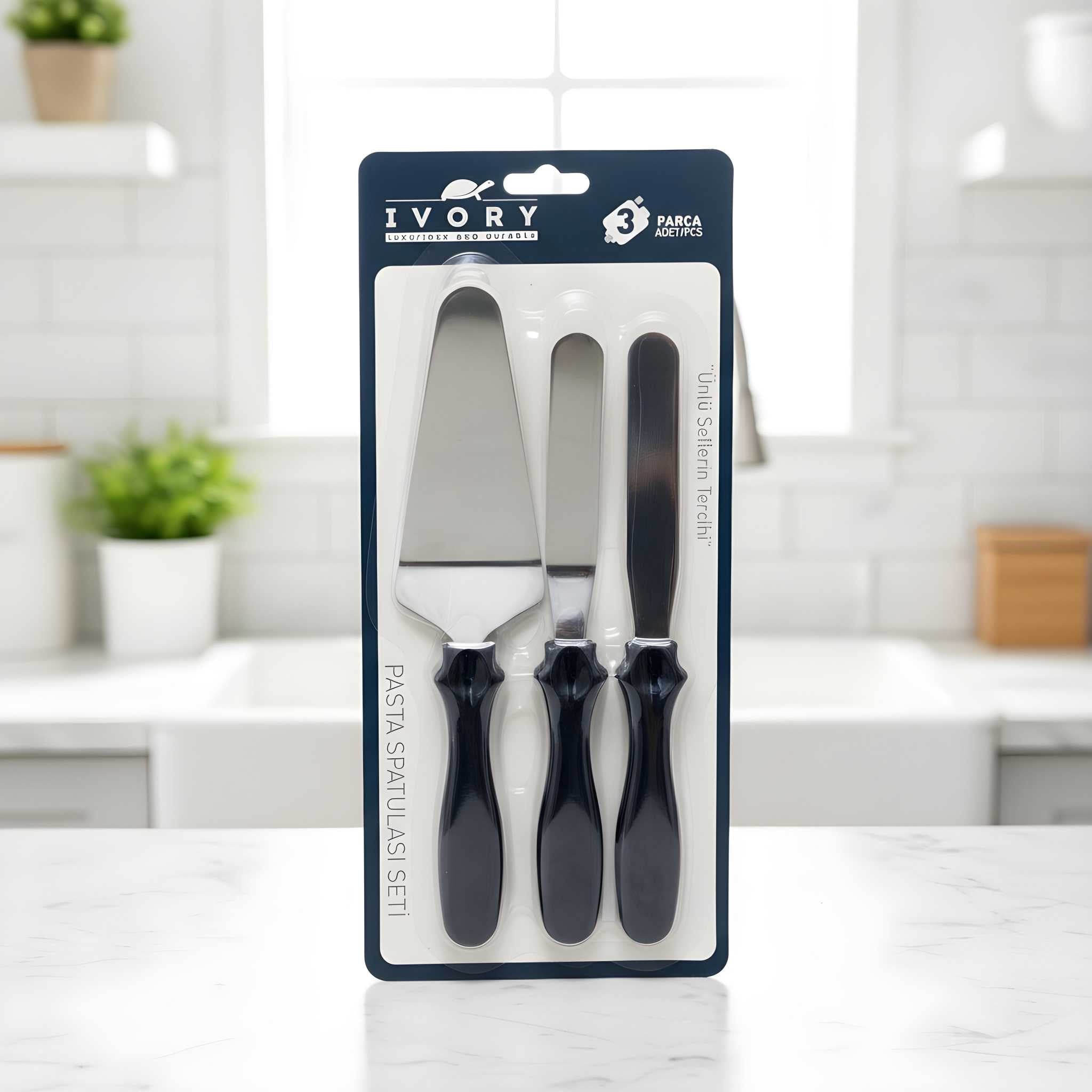 IVORY 3 PARÇA PASTA SPATULASI SETİ IVO-PST222 22 CM