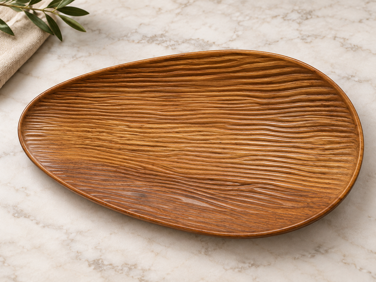 ERT-BMB-303 OVAL BAMBU SUNUM TABAĞI 39.5X22X3 CM