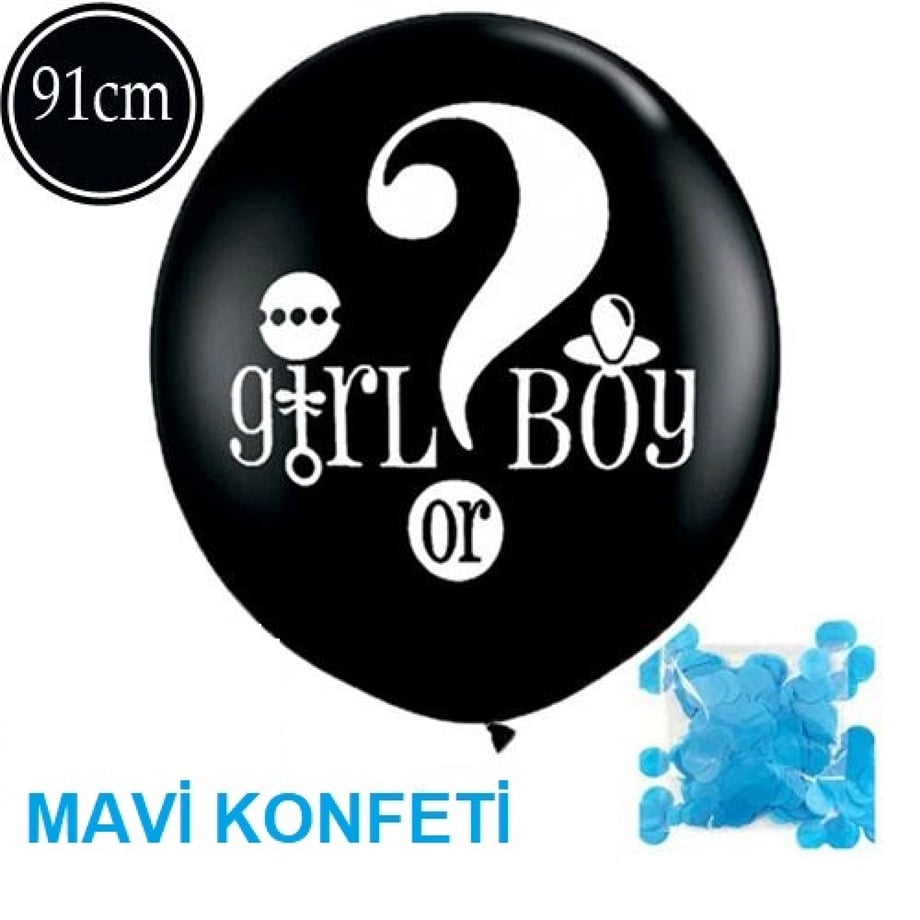 CİNSİYET BALONU MAVİ KONFETİLİ
