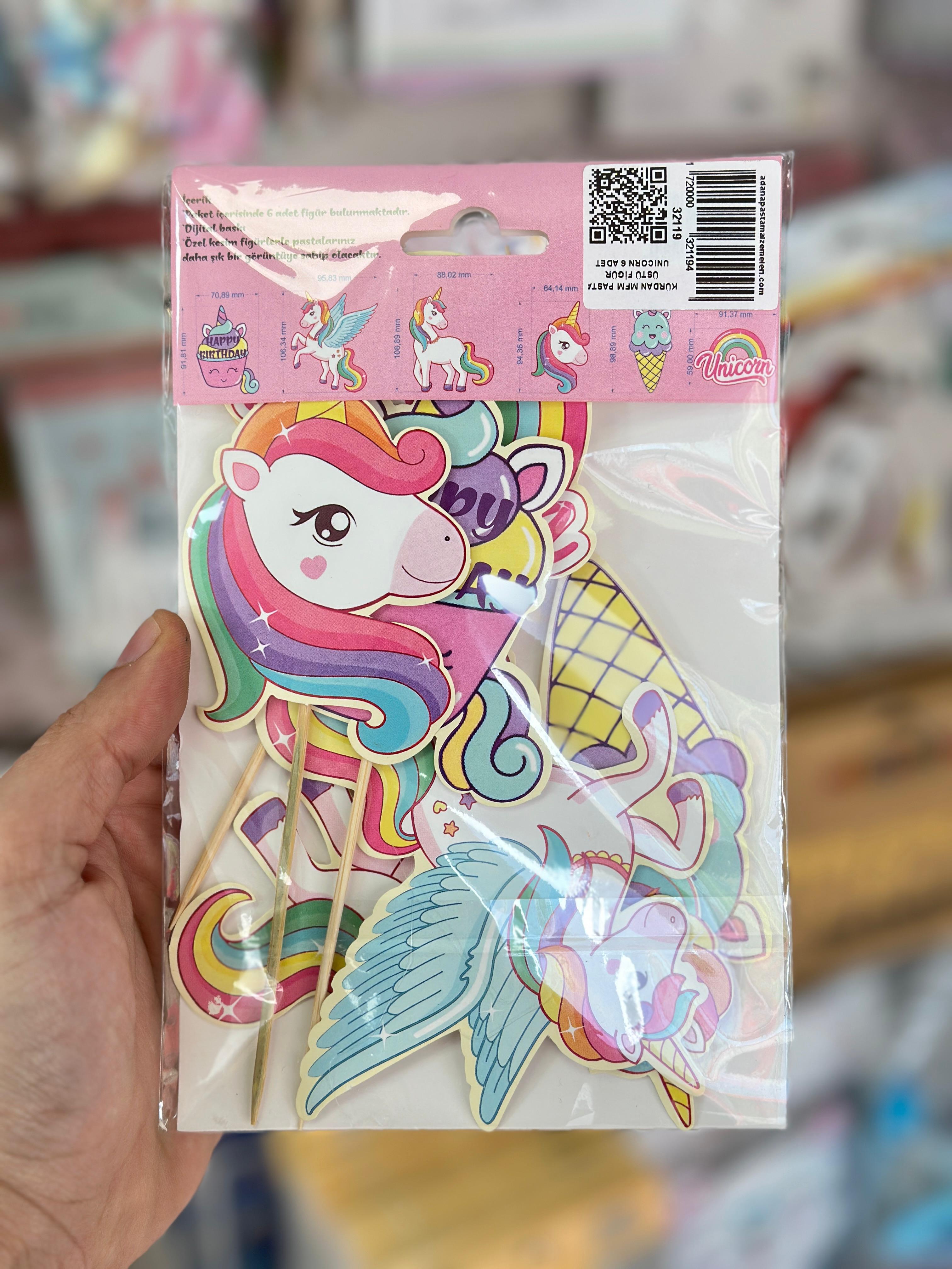 KÜRDAN  PASTA ÜSTÜ FİGÜR UNICORN 6 ADET