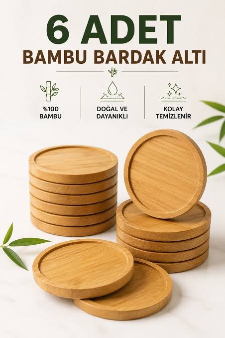 ERT-BMB-533 YUVARLAK BAMBU BARDAK ALTLIĞI 10X10X1 CM