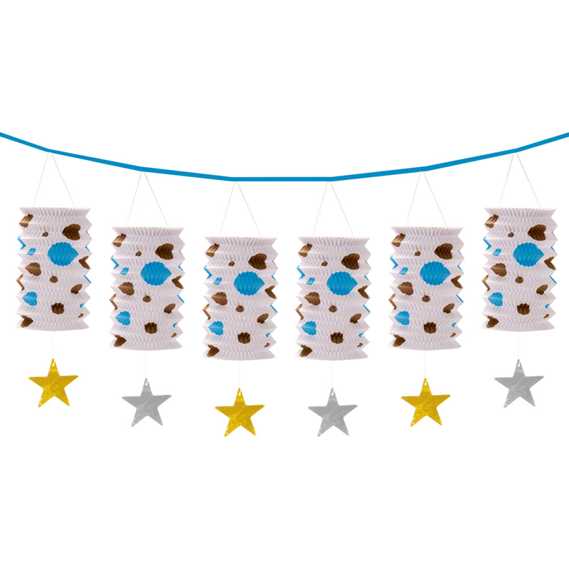 KF-113-1 SIRALI KAĞIT FENER 6 LI  MAVİ 3.6 METRE