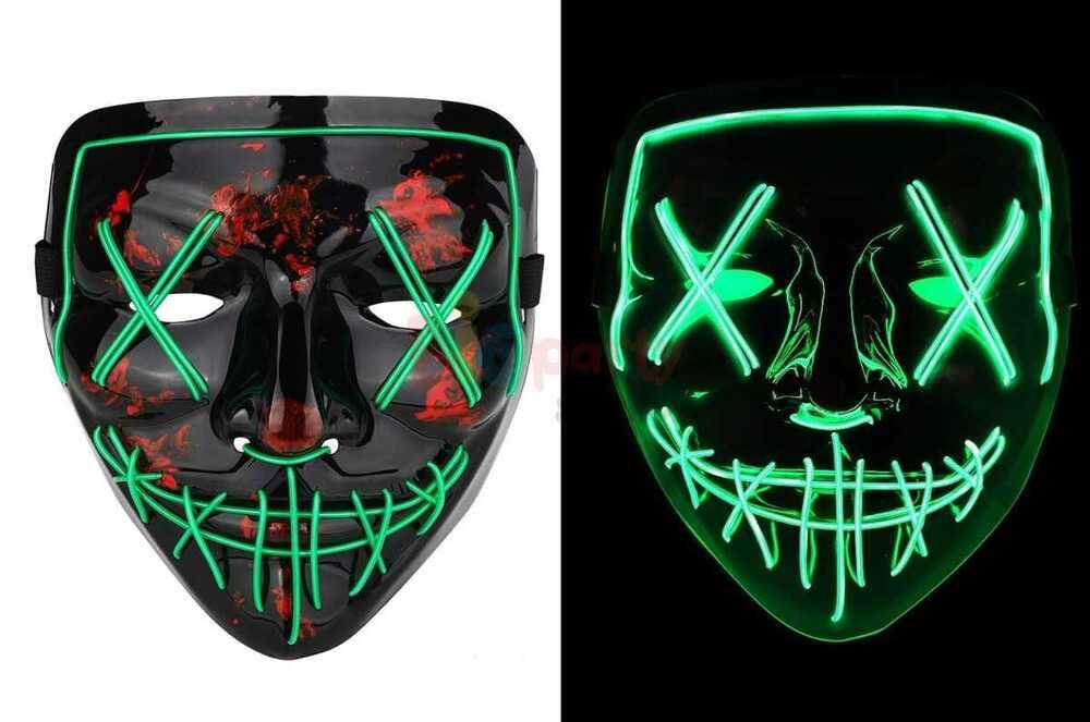 BRS - 1480 HALLOWEEN MASKE YEŞİL NEON IŞIKLI
