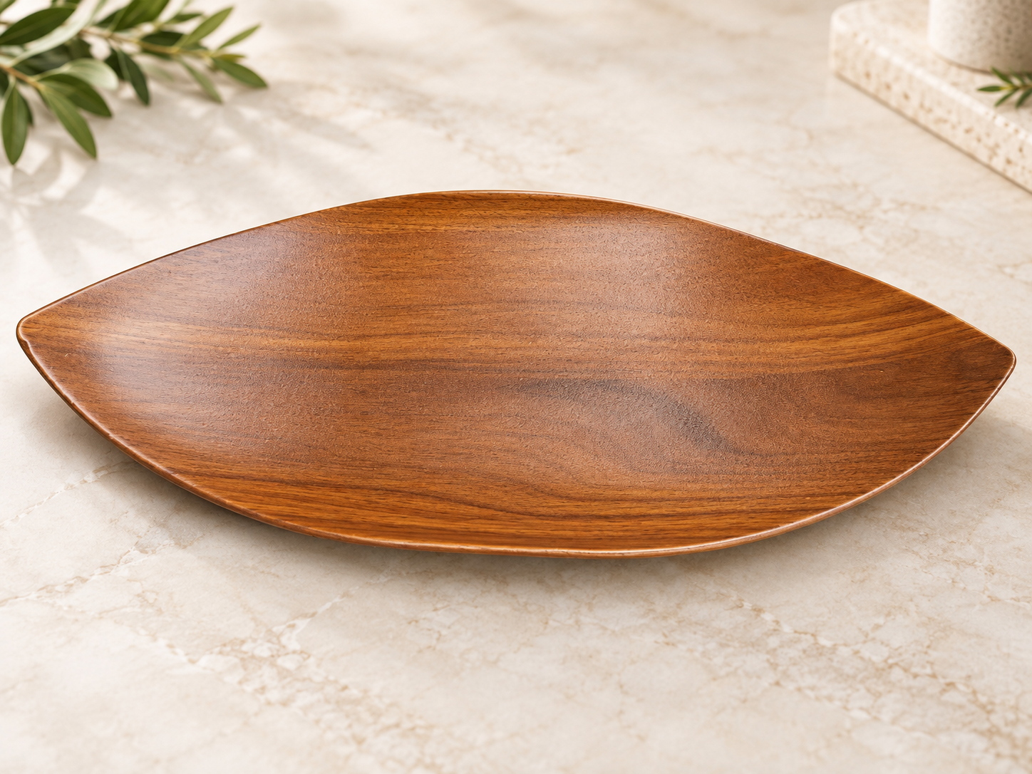 ERT-BMB-302 BÜYÜK YAPRAK TASARIMLI BAMBU SUNUM TABAĞI 45.5X17.5X3 CM