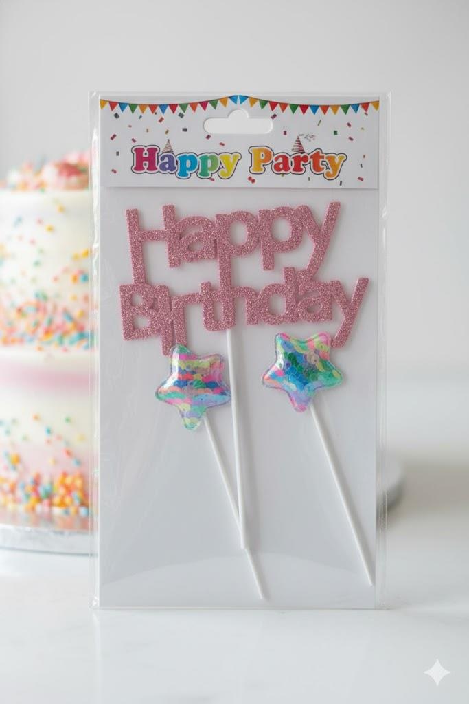 ERT-TOPPER-104-YLDZ/MİCKEY HAPPY BIRTHDAY PULLU PASTA ÜSTÜ TOPPER