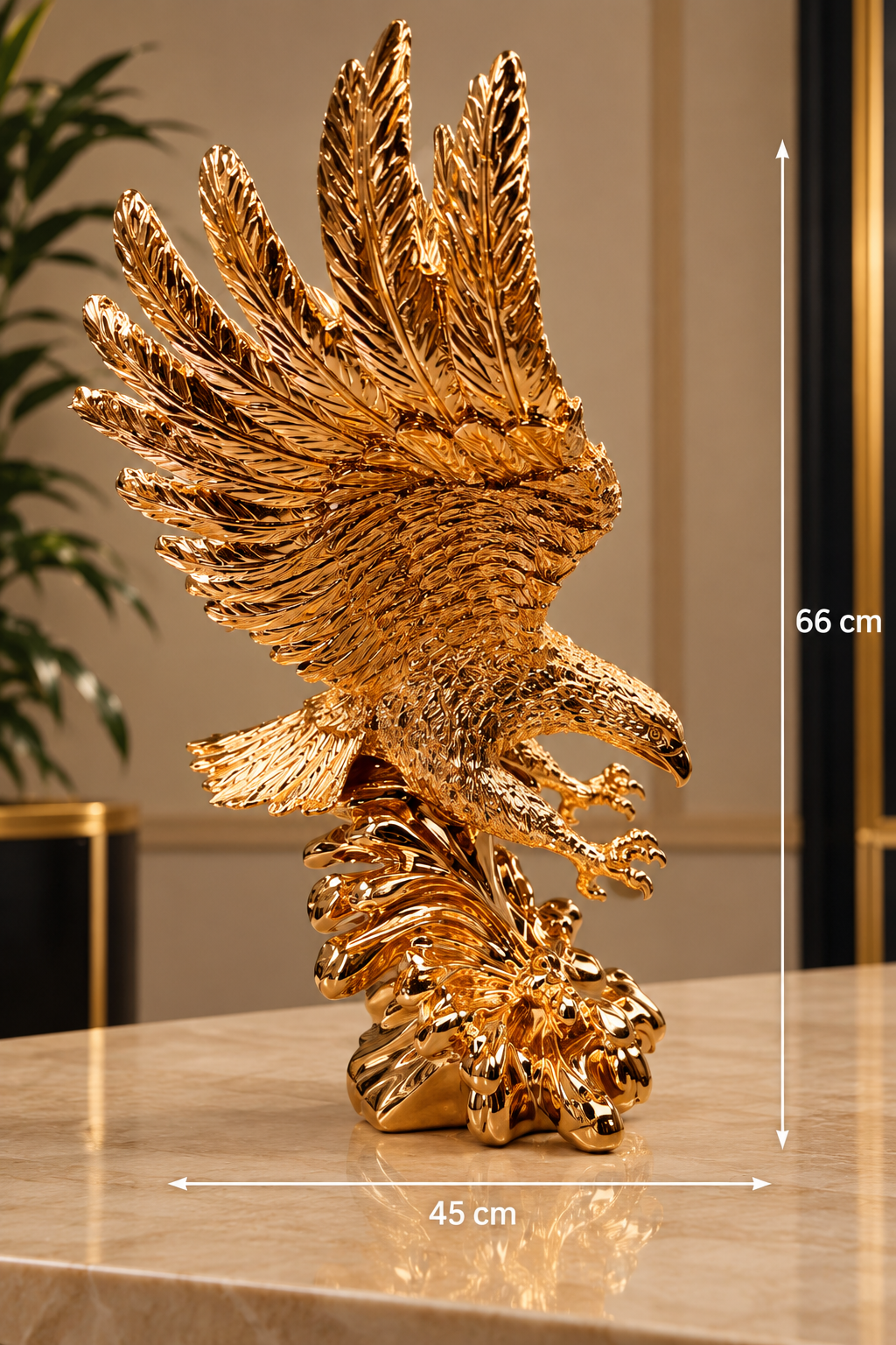 ERT-GFT-308 ROYAL LUXRY SERİSİ UÇAN KARTAL GOLD HEYKEL 45 X 66 CM