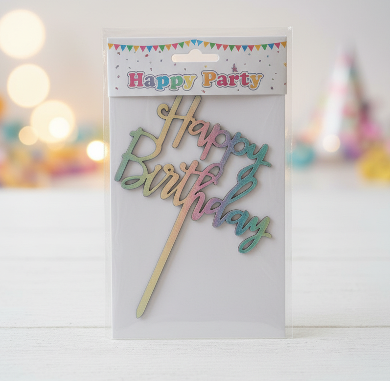 ERT-TOPPER-105 HAPPY BIRTHDAY ÖZEL KESİM PASTA ÜSTÜ TOPPER
