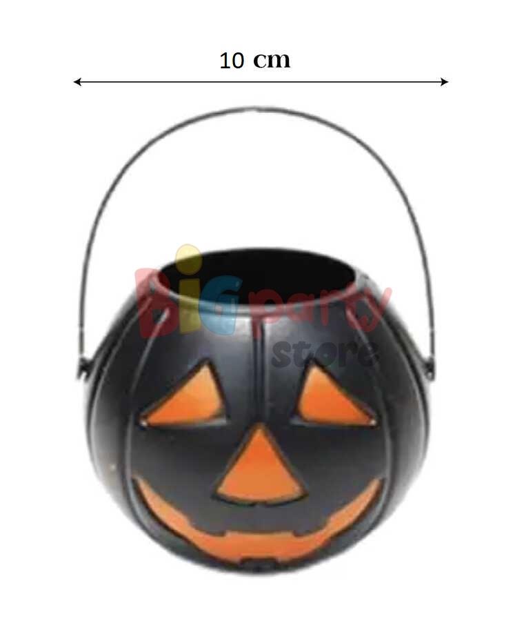 HALLOWEEN BALKABAĞI KOVA - MUMLUK SİYAH 10 CM HLW-1331