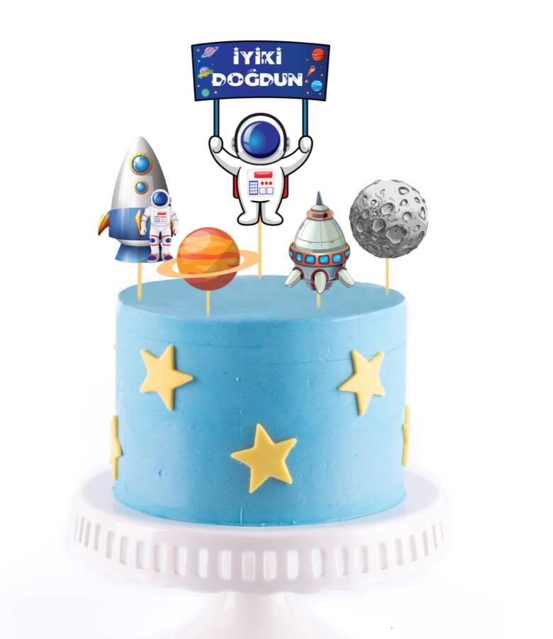 UZAY TEMALI ÖZEL TASARIM KÜRDAN SET 5 ADET