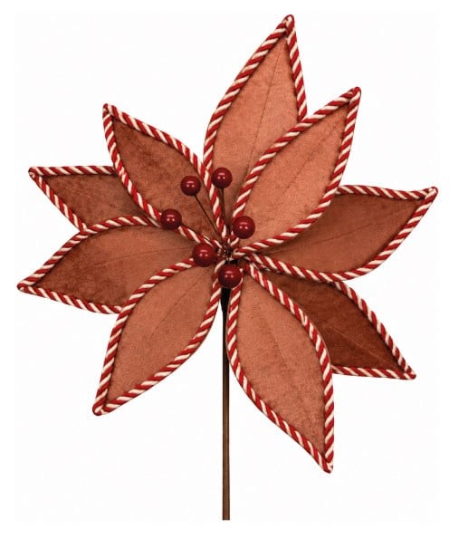YILBAŞI ÇAM DALI ATATÜRK ÇİÇEĞİ KADİFE ROSE BEYAZ İPLİ 35 CM BRS-4428
