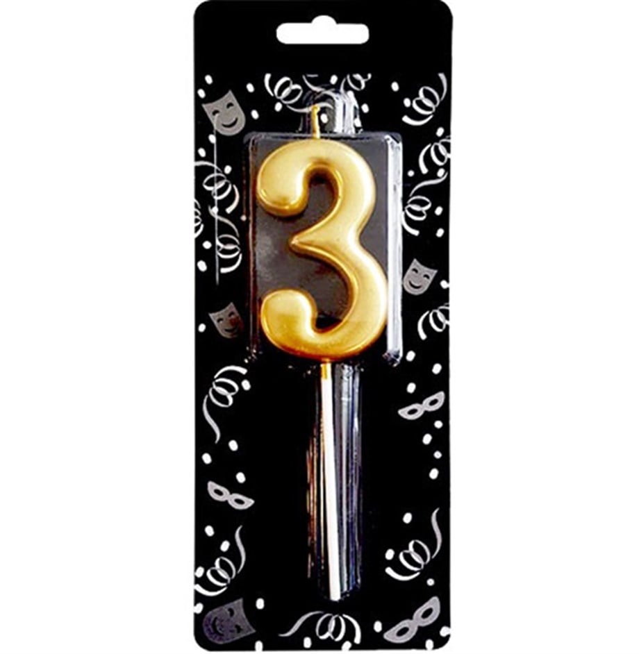 GOLD 3 RAKAM MUM 7 CM | AdanaPastaMalzemeleri.com GOLD 3 RAKAM MUM 7 CM
