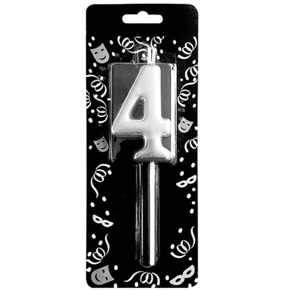 GÜMÜŞ 4 RAKAM MUM 7 CM | AdanaPastaMalzemeleri.com GÜMÜŞ 4 RAKAM MUM 7 CM