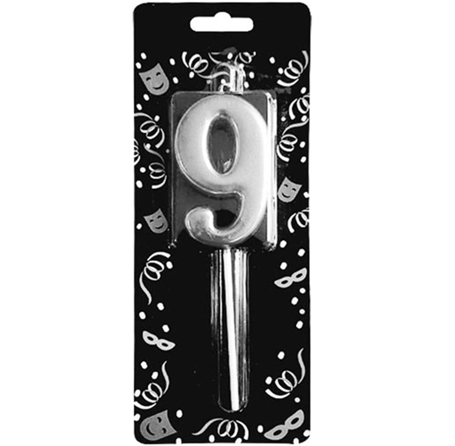 GÜMÜŞ 9 RAKAM MUM 7 CM | AdanaPastaMalzemeleri.com GÜMÜŞ 9 RAKAM MUM 7 CM
