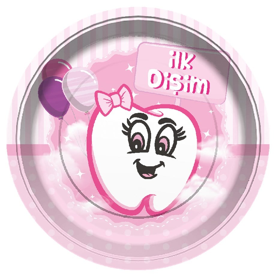 TABAK İLK DİŞİM KIZ 23 CM 8 ADET BALONEVİ