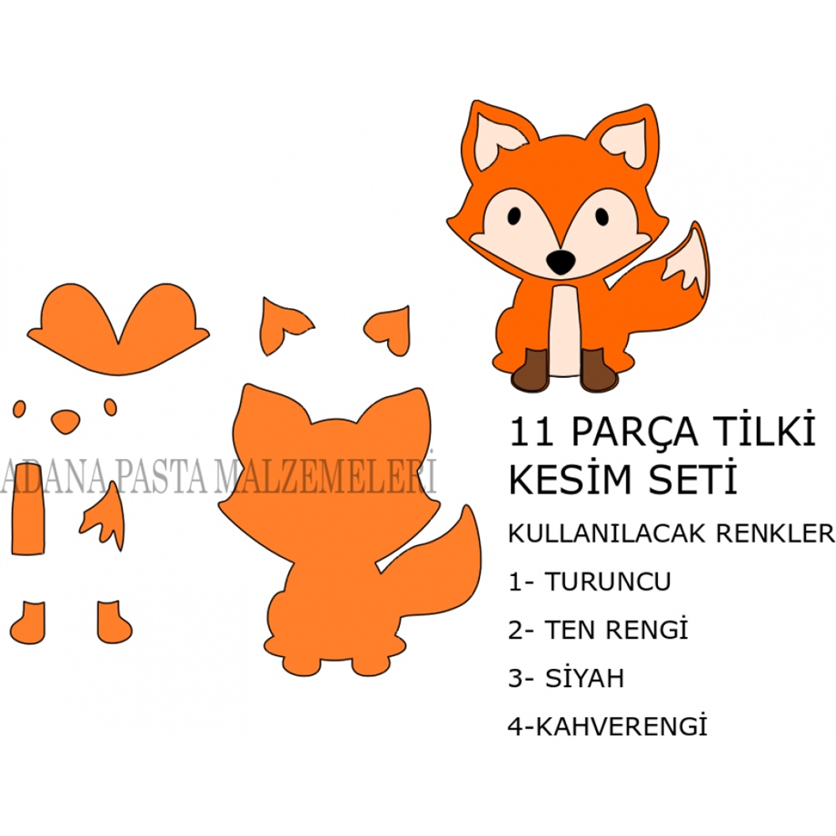 TİLKİ DETAYLI 11 PARCA KURABİYE KALIBI 9 CM