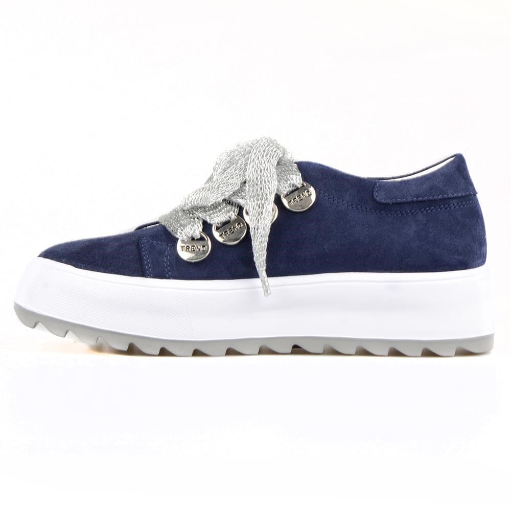Womens Sneakers Lace Up Dark Blue Suede Navy Blue