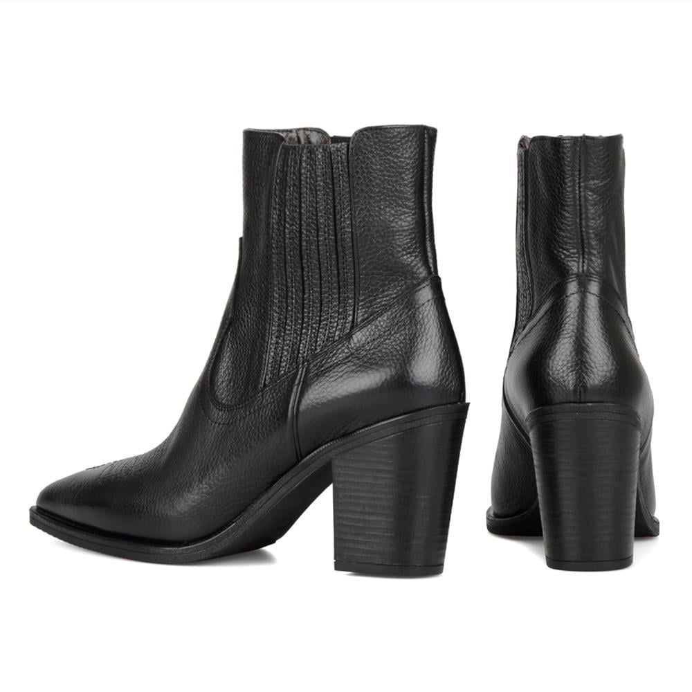 Bayan Yüksek Topuklu Siyah Kovboy Botu