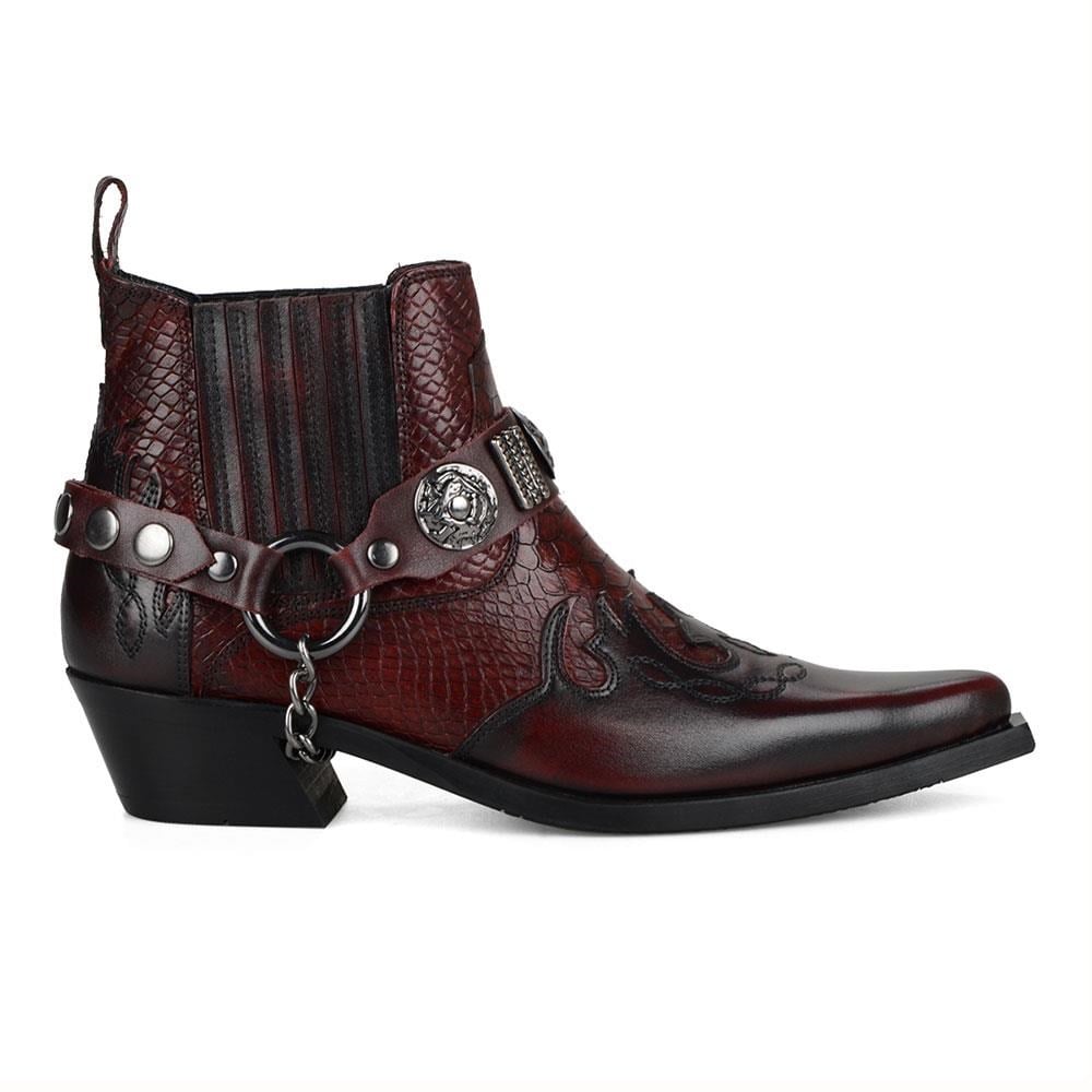 Bordo Deri Kadın Kovboy Bot