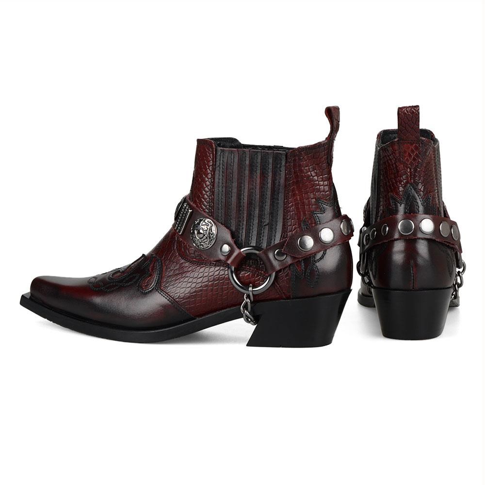 Bordo Deri Kadın Kovboy Bot