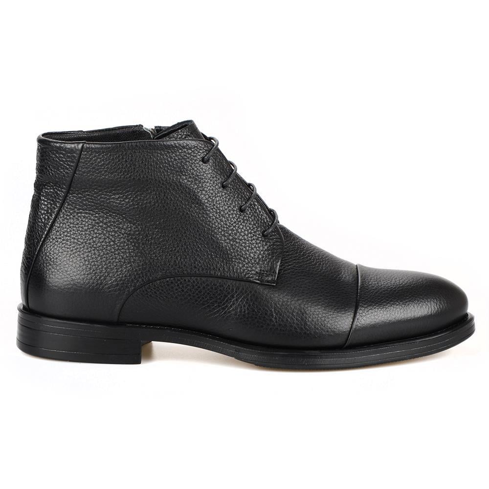 Erkek Siyah Deri Bot Fermuarlı