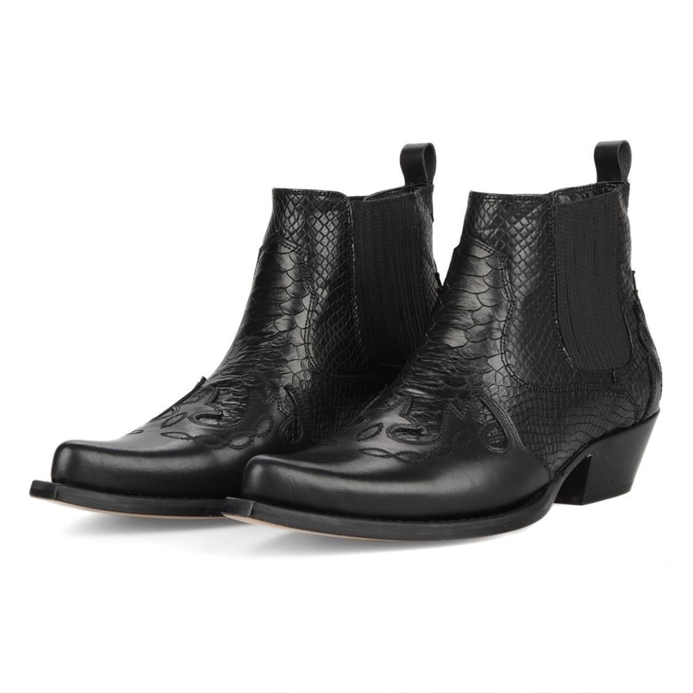 Erkek Siyah Kösele Western Kovboy Botu