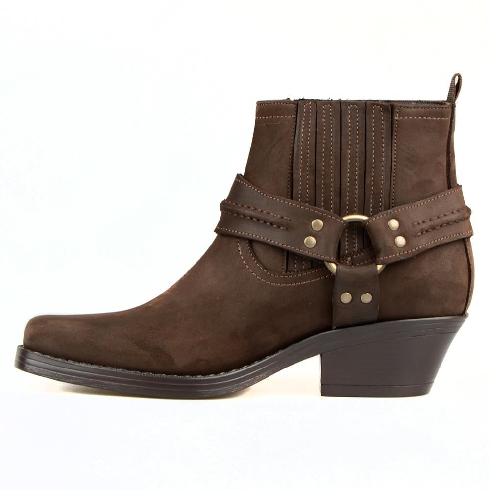 Brown Womens Leather Cowboy Ankle Boots