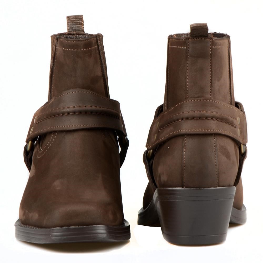 Brown Womens Leather Cowboy Ankle Boots
