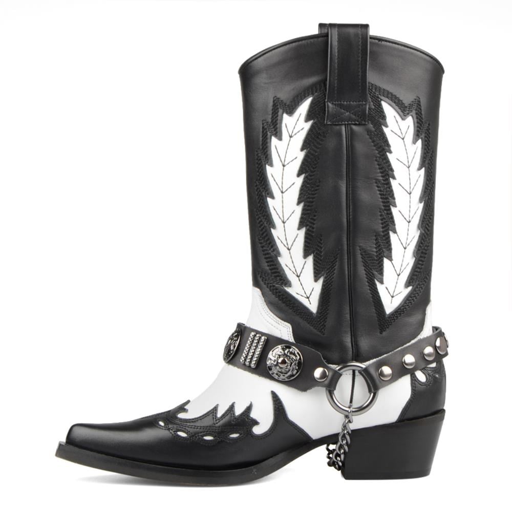 Kadın Kovboy Çizmesi Siyah Beyaz
