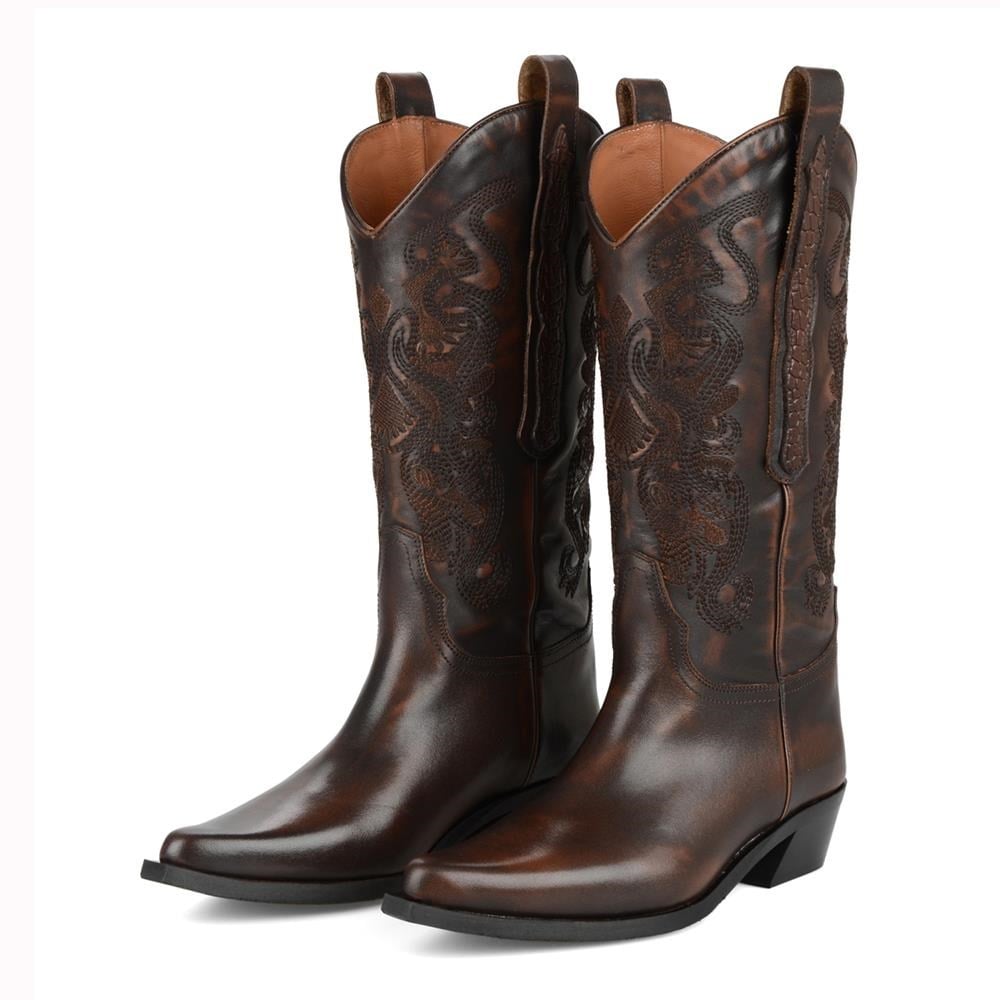 FootCourt Brown Cowboy Boots