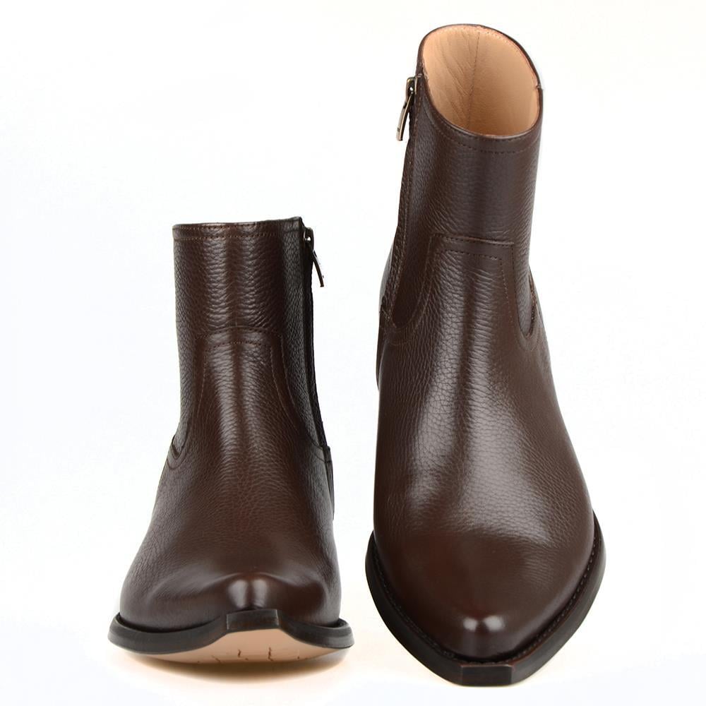 Brown Leather Mens  Cowboy Ankle Boots