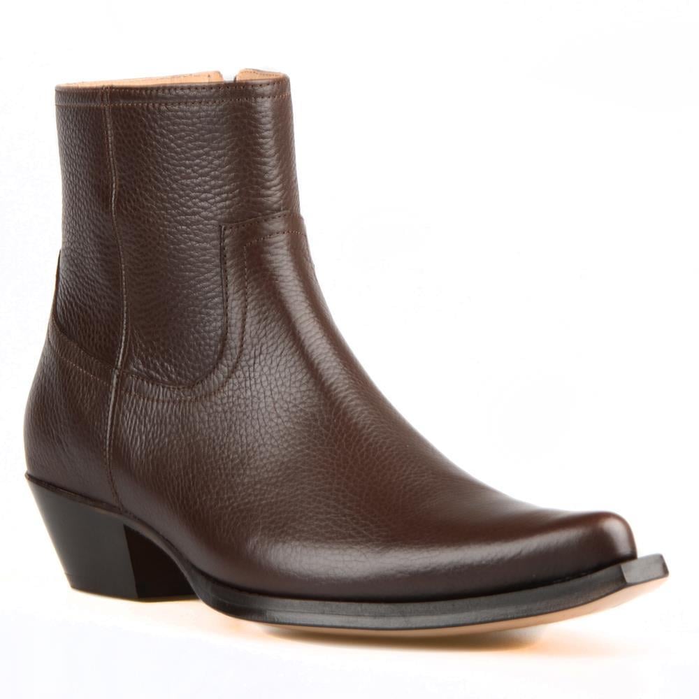 Brown Leather Mens  Cowboy Ankle Boots